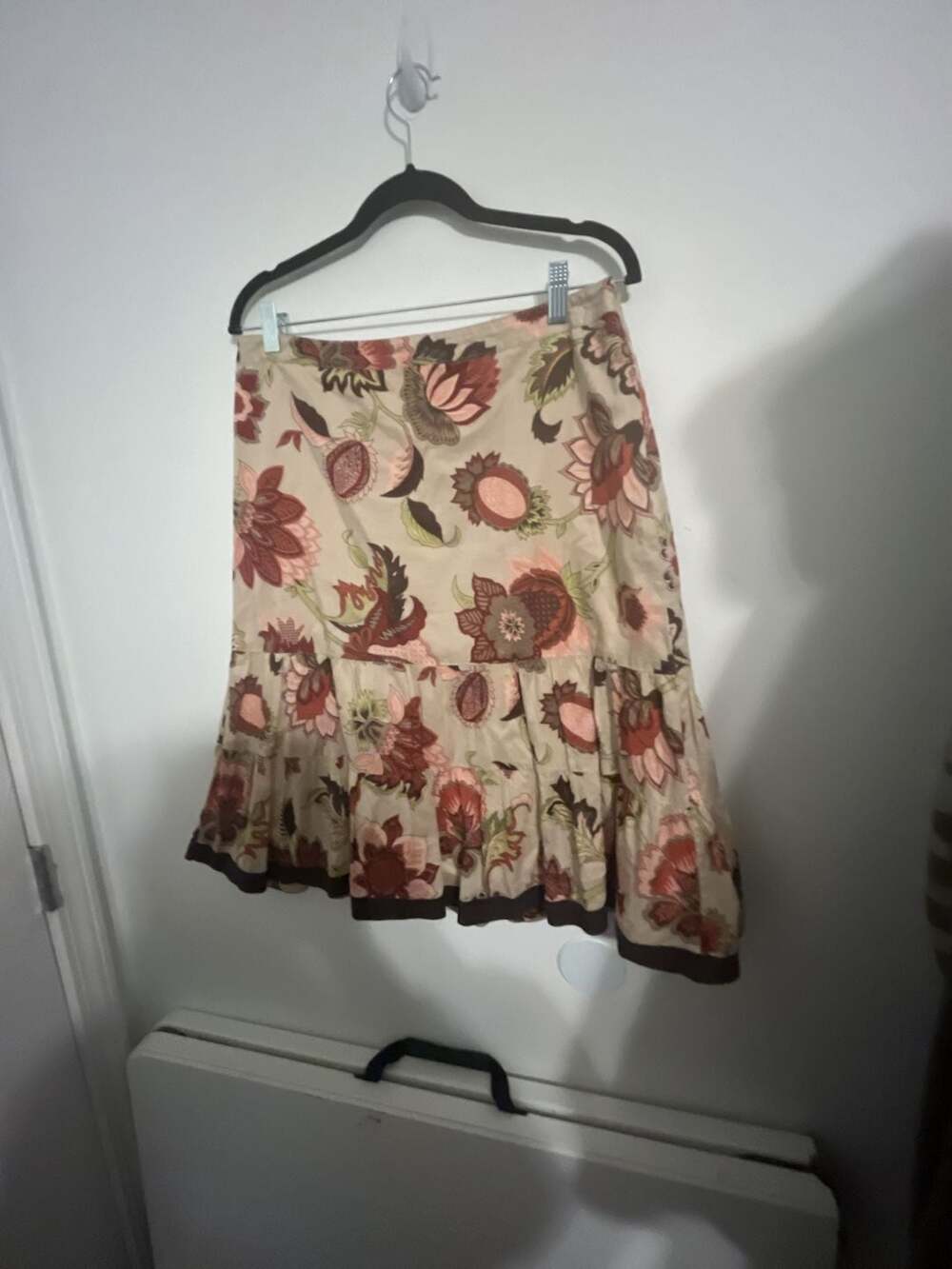 Ann Taylor Floral Print Tiered Cotton Skirt Size 10